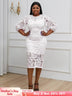 AOMEIDRESS Sexy Lace Bodycon Midi White Cocktail Dress for Women White / S