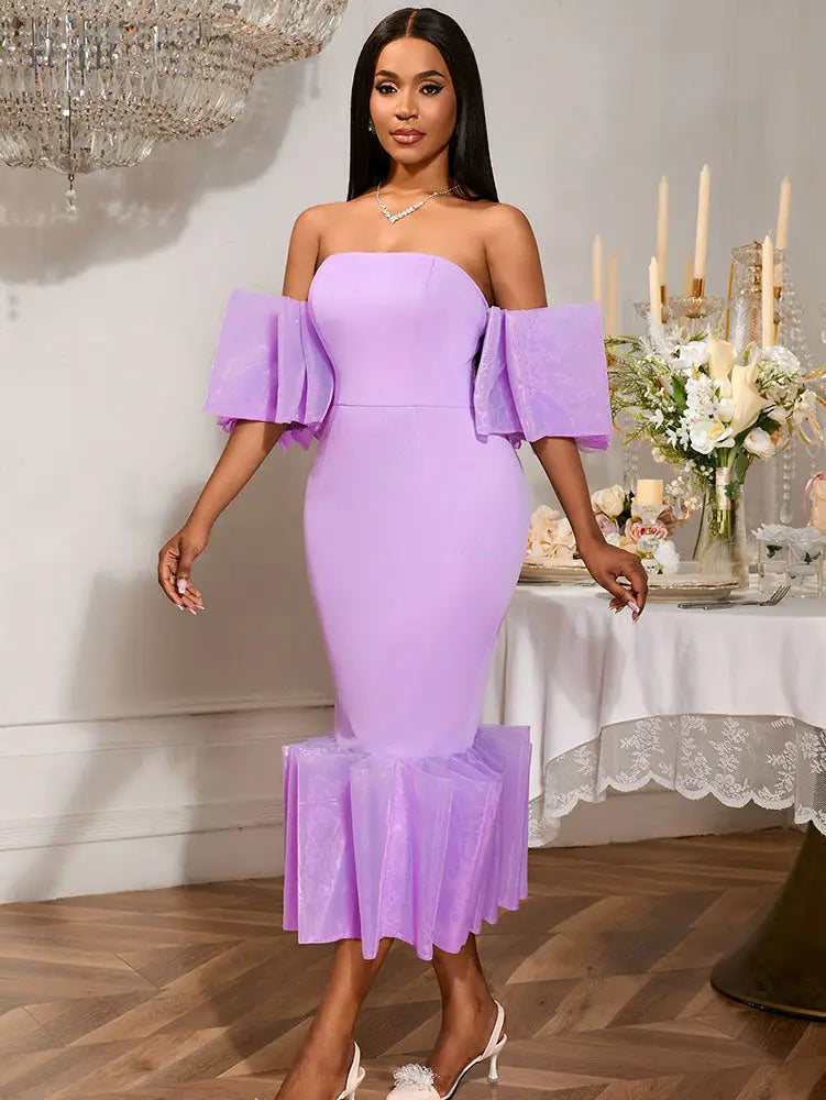 AOMEIDRESS Sexy Lavender Strapless Backless Pleated Dress For Party