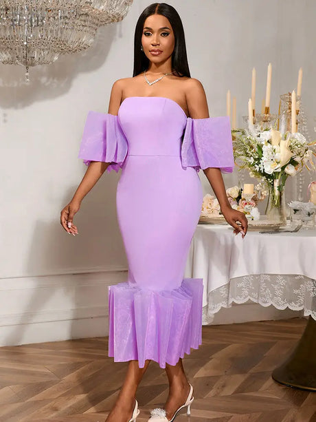 AOMEIDRESS Sexy Lavender Strapless Backless Pleated Dress For Party