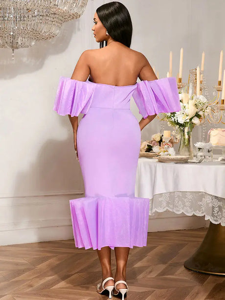 AOMEIDRESS Sexy Lavender Strapless Backless Pleated Dress For Party