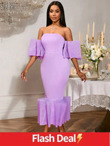 AOMEIDRESS Sexy Lavender Strapless Backless Pleated Dress For Party