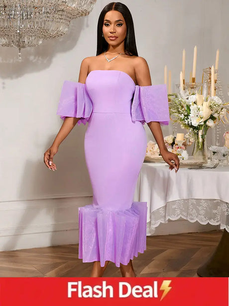 AOMEIDRESS Sexy Lavender Strapless Backless Pleated Dress For Party