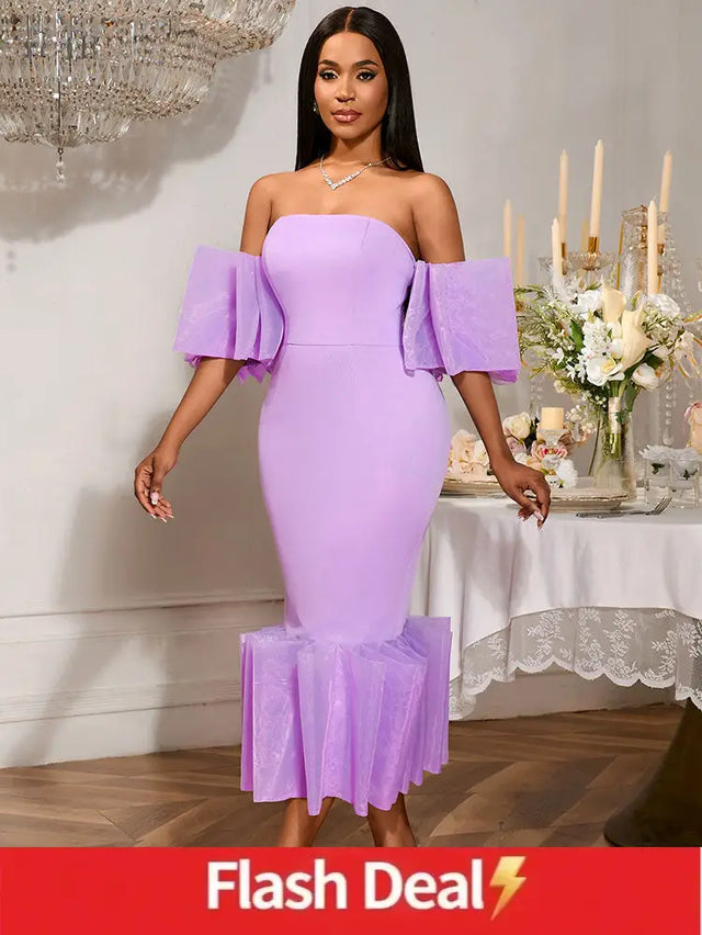 AOMEIDRESS Sexy Lavender Strapless Backless Pleated Dress For Party