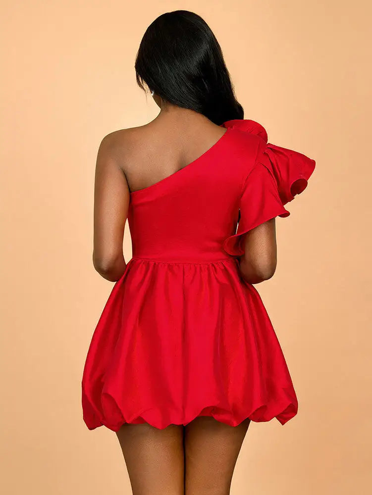 AOMEIDRESS Sexy One Shoulder Wedding Guest A Line Mini Dresses