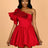AOMEIDRESS Sexy One Shoulder Wedding Guest A Line Mini Dresses Red / S