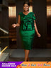 AOMEIDRESS Sexy St Patricks Day Dress Dark Green Floral Embellished