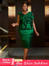 AOMEIDRESS Sexy St Patricks Day Dress Dark Green Floral Embellished