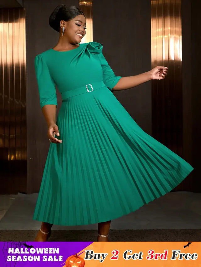 AOMEIDRESS Sexy St Patricks Day Dress Emerald Green 3D Flower Pleated Flirty
