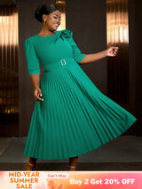 AOMEIDRESS Sexy St Patricks Day Dress Emerald Green 3D Flower Pleated Flirty
