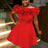 AOMEIDRESS Sexy Wedding Guest Dresses Slash Neck 3D Flower Club Wear Red / S