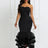 AOMEIDRESS Sexy Wedding Guests Dresses Strapless Backless Ruffle Black / S