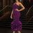 AOMEIDRESS Sexy Wedding Guests Dresses Strapless Backless Ruffle DarkPurple / S