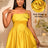 AOMEIDRESS Shiny A Line Mini Backless Wedding Guests Dresses 3D Flower Gold / S