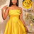 AOMEIDRESS Shiny A Line Mini Backless Wedding Guests Dresses 3D Flower Gold / S