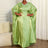 AOMEIDRESS Shiny Kaftan Bubu Dress V Neck Loose African Party Gowns MustardGreen / One Size