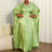 AOMEIDRESS Shiny Kaftan Bubu Dress V Neck Loose African Party Gowns MustardGreen / One Size