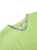 AOMEIDRESS Shiny Kaftan Bubu Dress V Neck Loose African Party Gowns MustardGreen / One Size