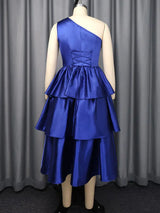 AOMEIDRESS Shiny One Shoulder Ruffle Layered Christmas Party Dresses