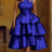AOMEIDRESS Shiny One Shoulder Ruffle Layered Christmas Party Dresses Blue / S