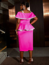 Women Cold Shoulder Midi Dresses for Women Spaghetti Strap Empire Peplum Package Hip Office Work Evening Occasion Outfits New