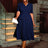 AOMEIDRESS V Neck Pleated A Line Office Dress Short Sleeve Button Up

