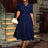 AOMEIDRESS V Neck Pleated A Line Office Dress Short Sleeve Button Up

