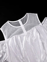 AOMEIDRESS Silver Off Shoulder Bodycon Dress O Neck Ruffles Gowns