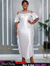 AOMEIDRESS Silver Off Shoulder Bodycon Dress O Neck Ruffles Gowns Silver / L