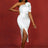 AOMEIDRESS Simple Wedding White Dress One Shoulder Package Hip Dress White / S