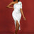 AOMEIDRESS Simple Wedding White Dress One Shoulder Package Hip Dress White / S