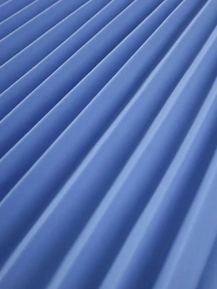 AOMEIDRESS Skyblue Pleated Dress Patchwork 3D Flower Party Outfit