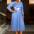 AOMEIDRESS Skyblue Pleated Dress Patchwork 3D Flower Party Outfit SkyBlue / S