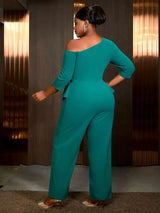 AOMEIDRESS Slanted Shoulder Rhinestone Jumpsuit for Party Christmas