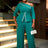 AOMEIDRESS Slanted Shoulder Rhinestone Jumpsuit for Party Christmas Green / S