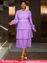 AOMEIDRESS spring wedding dresses Chiffon Lantern Sleeves Pleated Pale Purple
