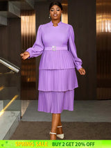 AOMEIDRESS spring wedding dresses Chiffon Lantern Sleeves Pleated Pale Purple
