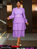 AOMEIDRESS spring wedding dresses Chiffon Lantern Sleeves Pleated Pale Purple
