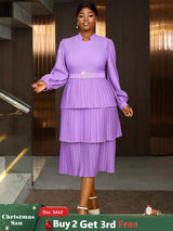 AOMEIDRESS spring wedding dresses Chiffon Lantern Sleeves Pleated Pale Purple
