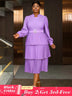 AOMEIDRESS spring wedding dresses Chiffon Lantern Sleeves Pleated Pale Purple
