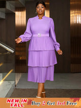 AOMEIDRESS spring wedding dresses Chiffon Lantern Sleeves Pleated Pale Purple
