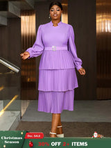 AOMEIDRESS spring wedding dresses Chiffon Lantern Sleeves Pleated Pale Purple
