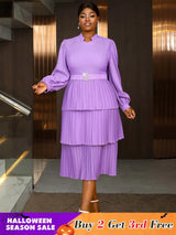 AOMEIDRESS spring wedding dresses Chiffon Lantern Sleeves Pleated Pale Purple

