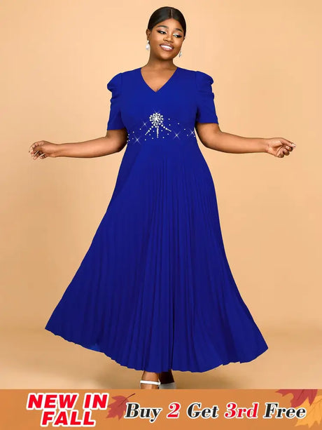 AOMEIDRESS Spring Wedding Guest Dress Short Sleeve Blue Style
