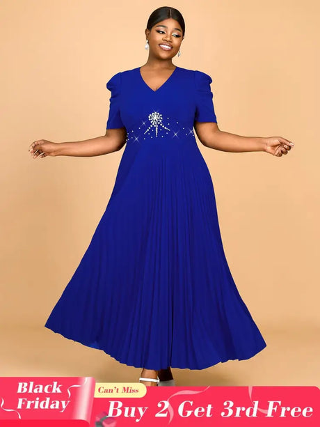 AOMEIDRESS Spring Wedding Guest Dress Short Sleeve Blue Style

