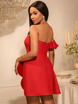 AOMEIDRESS Stylish Birthday Party Mini Off Shoulder Dress 3D Flower