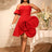 AOMEIDRESS Stylish Birthday Party Mini Off Shoulder Dress 3D Flower Red / S