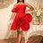 AOMEIDRESS Stylish Birthday Party Mini Off Shoulder Dress 3D Flower Red / S