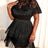 AOMEIDRESS Stylish Black Tassel Set Halter Dress Shawl Party Gowns Black / S