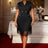 AOMEIDRESS Stylish Blazer Mini Dress Sleeveless Tassel Button Office Black / L