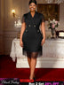 AOMEIDRESS Stylish Blazer Mini Dress Sleeveless Tassel Button Office Black / L